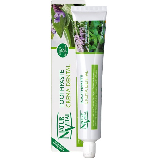 [8414002743391] Naturvital Camomilla Menta Salvia Tomillo Pasta de Dientes Sin Flúor 75 mL