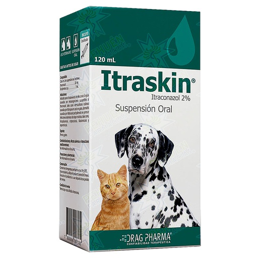 [7800006007132] Itraskin 2 % Perro/Gato Suspensión Oral 120 mL Drag Pharma