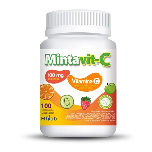 [7800063003726] Mintavit-C 100 mg 100 Comprimidos Masticables Mintlab