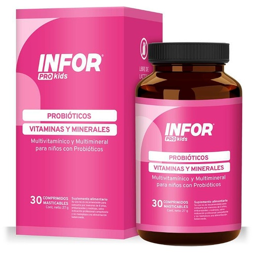 [7804918500767] Infor Pro Kids (10 mill. UFC/ 12 Vit/ 7 Min) 30 Comprimidos Masticables Prater