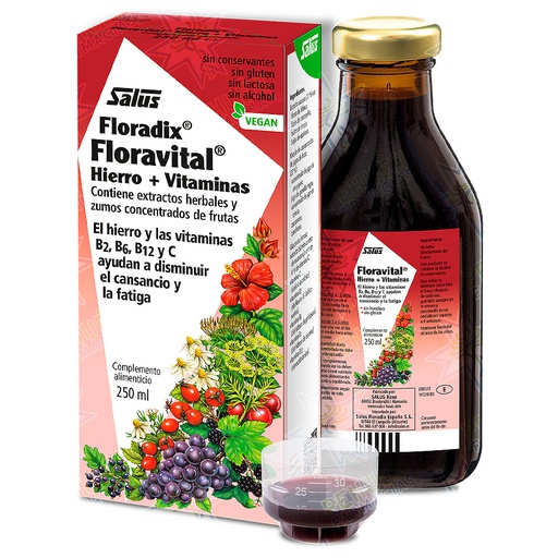 [4004148017179] Floradix Floravital Solución Oral Vegan 250 mL Salus