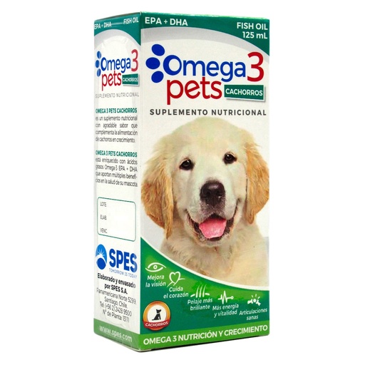 [7805350001218] Omega 3 Pets Cachorros Perros 125 mL Spes
