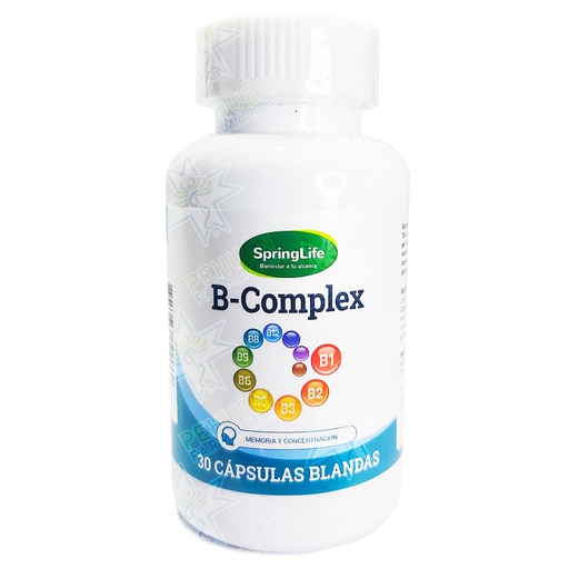 [7805633022909] B-Complex (8 Vit.) + Colina 25 mg 30 Cápsulas Blandas SpringLife