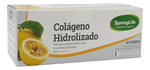 [7805633013730] Colágeno Hidrolizado Maracuyá 30 Sobres Springlife