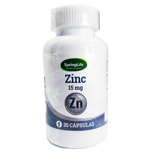 [7805633022930] Zinc 15 mg 30 Cápsulas Springlife