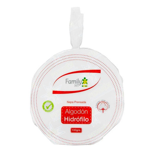 [7805633013426] Algodón Hidrófilo Prensado 100 g Family Set