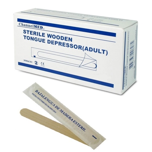 [7805633006275] Bajalenguas Estériles de Madera 1 Unidad Channel Medical