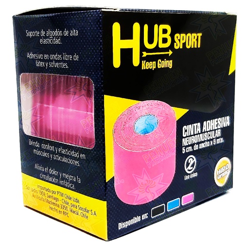 [7805633011057] Hub Sport Cinta Neuromuscular Rosa 5 cm x 5 m PTM Chile