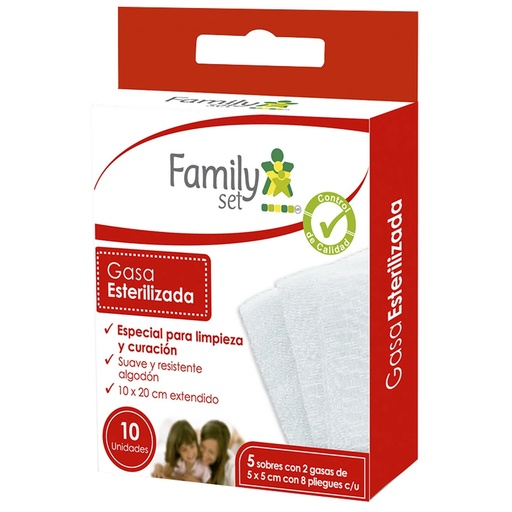 [7805633003724] Family Set Gasa Esterilizada 5x5 cm 10 Unidades 