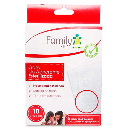 [7805633003694] Family Set Gasa No Adherente 7,5x7,5 cm 10 Unidades