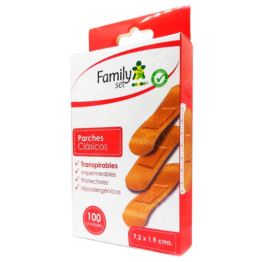 [7805633001997] Family Set Parches Curita Clásicos 7,2 x 1,9 100 Unidades