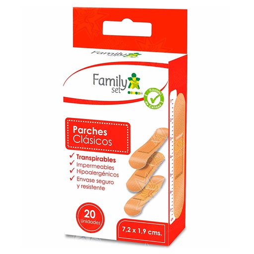 [7805633002000] Family Set Parches Curita Clásicos 7,2 x 1,9 20 Unidades