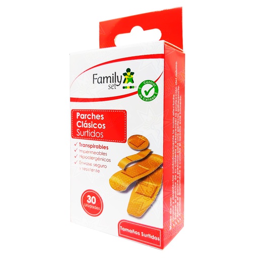 [7805633002086] Family Set Parches Curita Clásicos Surtidos 30 Unidades