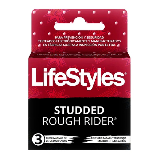 [7804918450031] Lifestyles Studded Rough Rider 3 Preservativos Texturados Prater