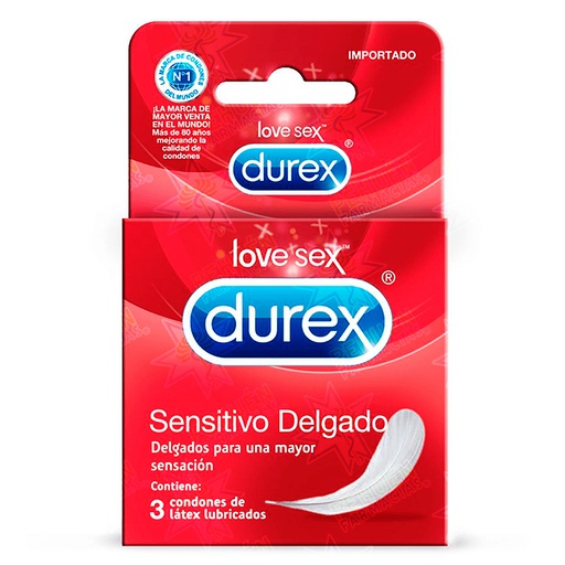[7501159731232] Durex Sensitivo Delgado 3 Condones Sensibles 