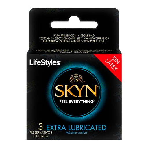 [7804918402405] Lifestyles Skyn Extra Lubricado 3 Preservativos Sin Látex Prater