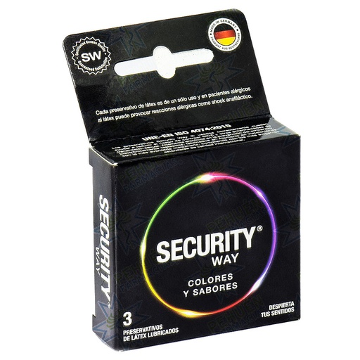 [7805633002727] Security Way Color Sabor 3 Condones con Sabor 