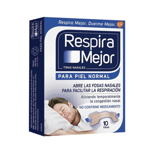 [7794640666018] Respira Mejor Piel Normal 10 Tiras Nasales GlaxoSmithKline