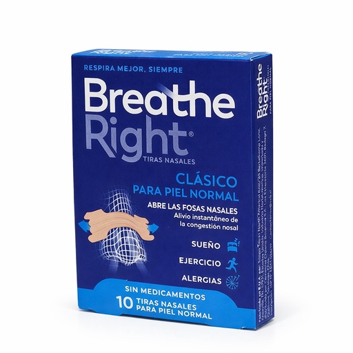 [810071800818] Respira Mejor Piel Normal 10 Tiras Nasales Breathe Right