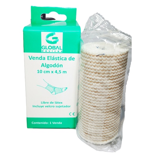[7804664340181] Venda Elastica Algodón 10 cm x 4,5 m Global Devices