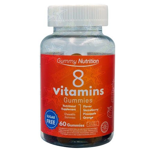 [7644318630134] 8 Vitamins 60 Gomitas Masticables FNL - Gummy Nutrition