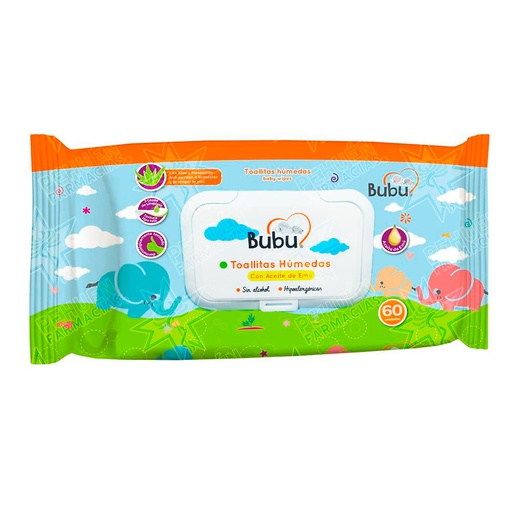 [7805633020523] Bubu Toallitas Húmedas con Tapa 60 Unidades