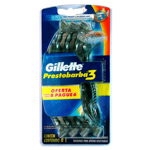 [7506339384673] Gillette Prestobarba 3 Pack 8 Unidades P&G
