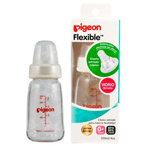 [4902508002820] Pigeon Flexible 0m+ Mamadera de Vidrio 120 mL