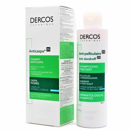 [3337871330286] Dercos DS 200 mL Shampoo Anticaspa Grasa Calmante y Antifúngico Normal a Graso Vichy - L'Oréal