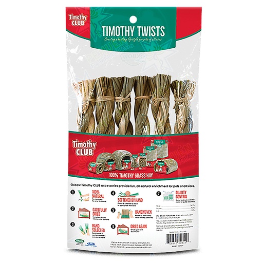 [744845403199] Timothy Twists Trenzas comestibles de Heno para Roedores 6 Unidades Oxbow