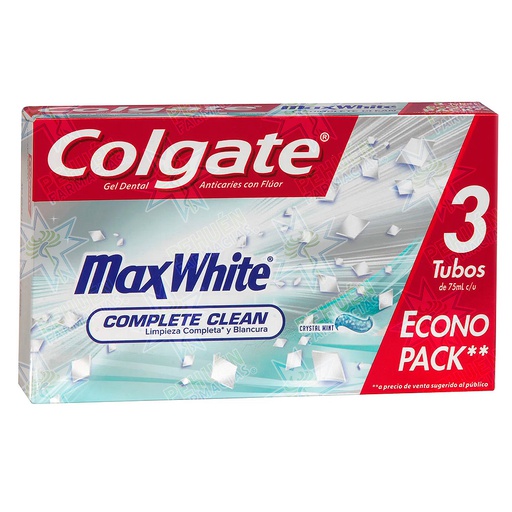 [7509546065823] Colgate MaxWhite Pack 3 Pastas de Dientes 75 mL