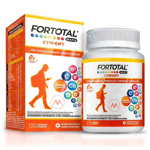 [7800063002033] Fortotal Multi-V Student 120 Comprimidos Recubiertos Mintlab