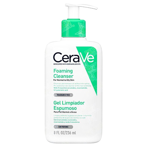[3337875597197] CeraVe Gel Limpiador Espumoso Piel Normal a Grasa 236 mL