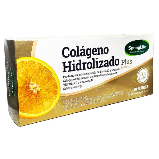 [7805633023111] Colágeno Hidrolizado Plus Naranja 30 Sobres Springlife
