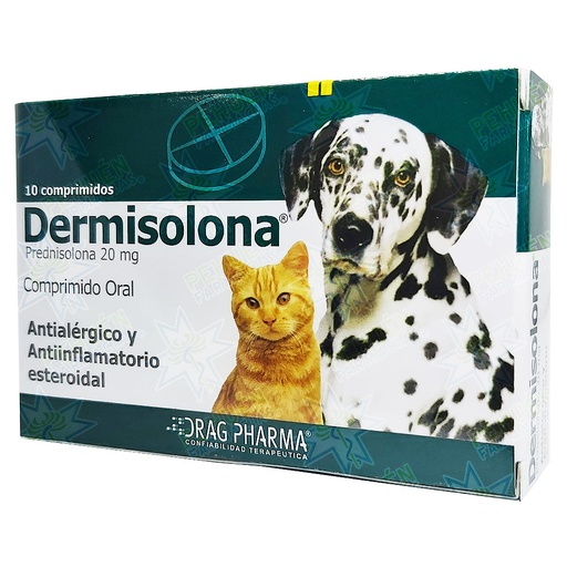 [7800006005268] Dermisolona Gato/Perro 20 mg 10 Comprimidos Drag Pharma