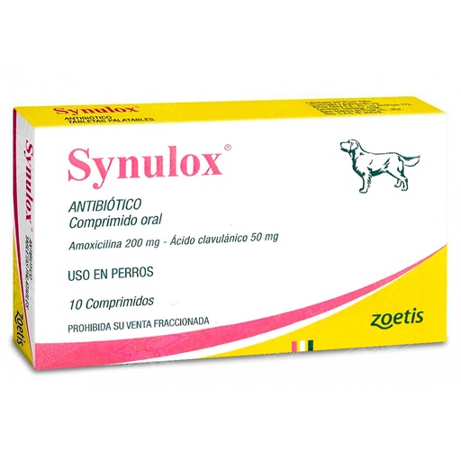 [7804650310952] Synulox Perros (200/50) mg 10 Comprimidos Zoetis