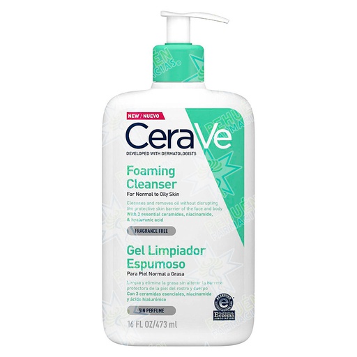 [3337875597357] CeraVe Gel Limpiador Espumoso Piel Normal a Grasa 473 mL