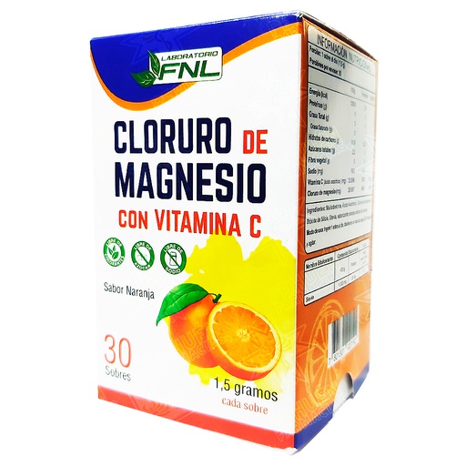 [7801301020192] Cloruro de Magnesio con Vitamina C Sabor Naranja 30 Sobres FNL