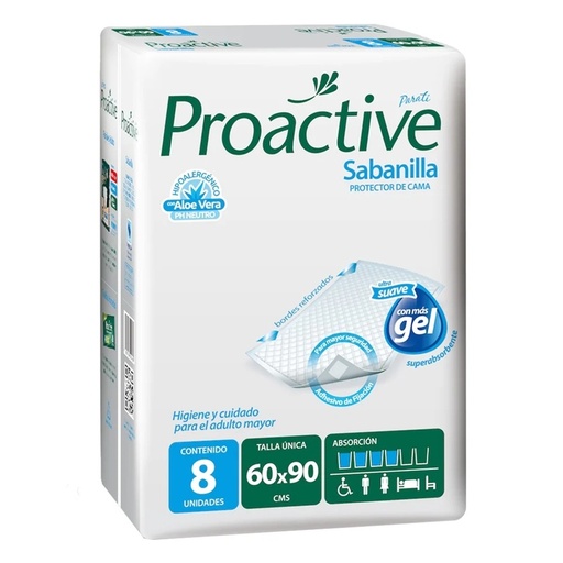 [7809536101402] Proactive Sabanillas Protectoras de Cama 60 x 90 cm 8 Unidades Paratí
