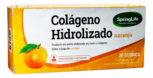 [7805633023210] Colágeno Hidrolizado Naranja 30 Sobres Springlife