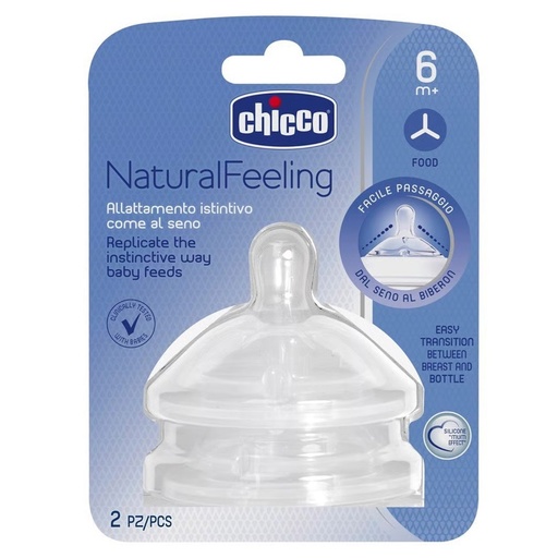 [8058664008254] Chicco NaturalFeeling Tetinas de Repuesto 6m+ 2 Unidades