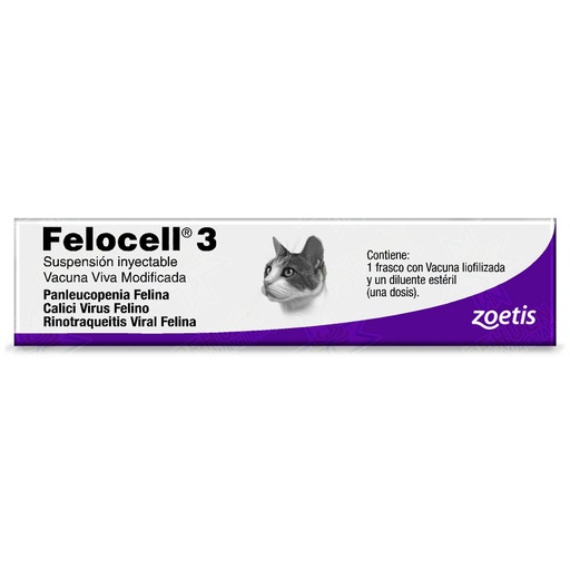 [7804650310204] Felocell 3 (Gato) (Ref.) Suspensión Inyectable 1 Dosis Vacuna Triple Felina Zoetis