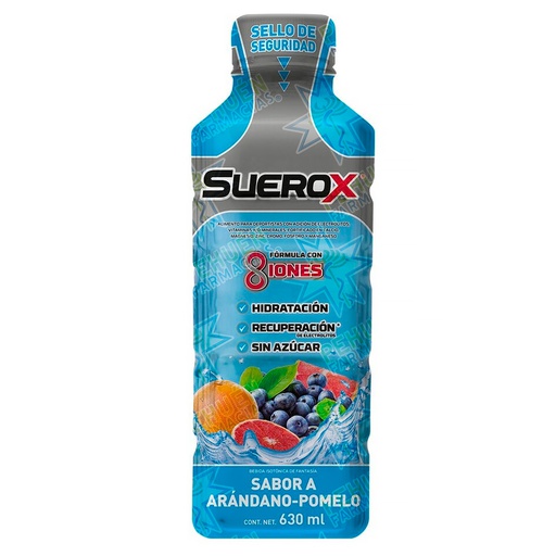 [7804651931903] Suerox 8 Iones Arándano Pomelo Bebida Hidratación 630 mL Genomma Lab