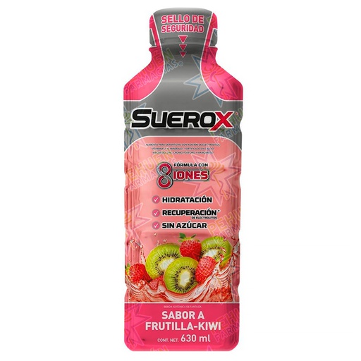 [7804651931934] Suerox 8 Iones Frutilla Kiwi Bebida Hidratación 630 mL Genomma Lab