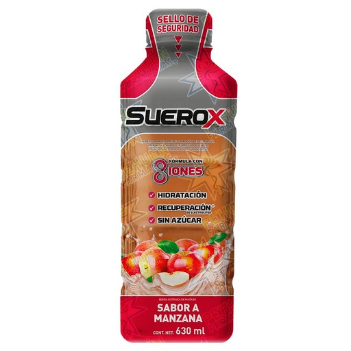 [7804651931927] Suerox 8 Iones Manzana Bebida Hidratación 630 mL Genomma Lab