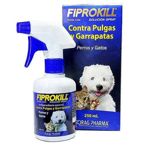 [7800006005800] Fiprokill Gato/Perro 0,25 % Solución Spray 250 mL Drag Pharma