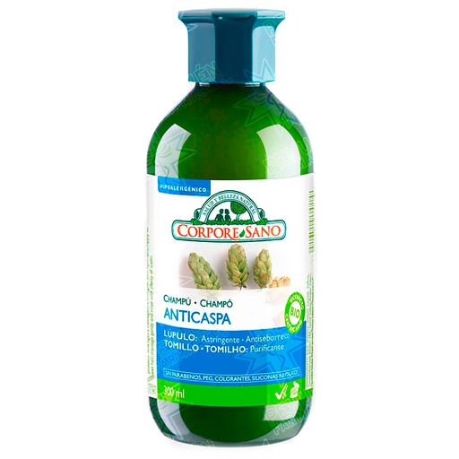 [8414002081332] Corpore Sano BIO 300 mL Shampoo Anticaspa Grasa Antisebo y Purificante Lúpulo Tomillo Disna