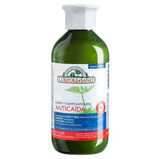[8414002081370] Corpore Sano BIO Anticaída Shampoo Trigo Soja Ginseng Aloe Vera 300 mL
