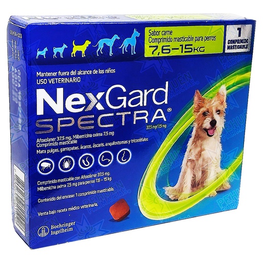 [7809599501928] Nexgard Spectra Perros 7,6 a 15 kg (37,5/7,5) mg 1 Comprimido Masticable Boehringer Ingelheim