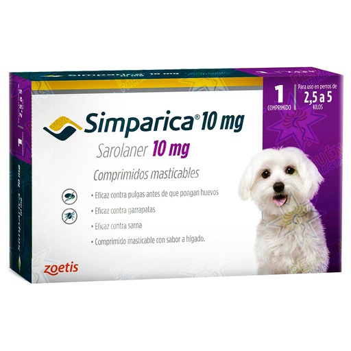[7804650311133] Simparica Perros 2,5 a 5 kg 10 mg 1 Comprimido Masticable Zoetis